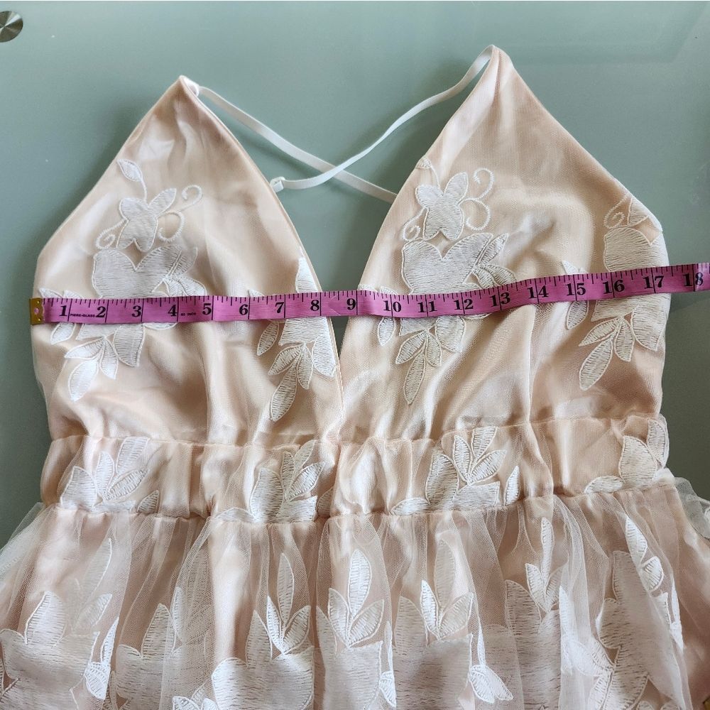 Boho Fairy Whimsical Tulle Flowy Floral Lace Bridal Gown Approximate Size Large - Picture 9 of 15